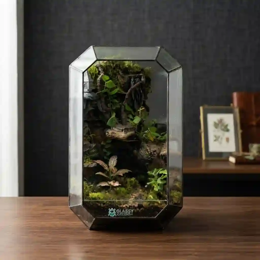 Luxury Geometric Terrarium – Live Plants & Natural Moss
